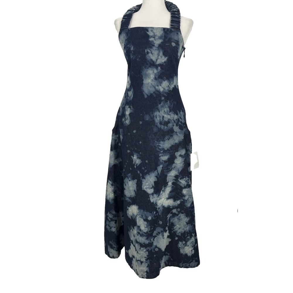 Orire X Free People Womens The Bubi Dress 4 Blue‎ Denim Boho Art to Wear Grunge